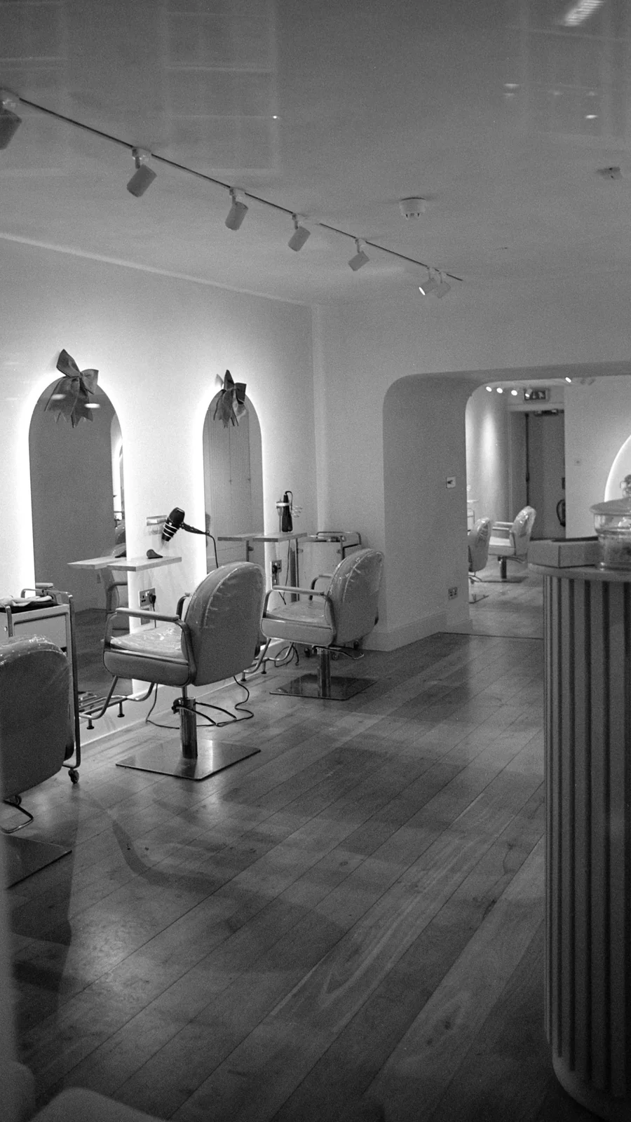 A calm modern salon with considered interior details