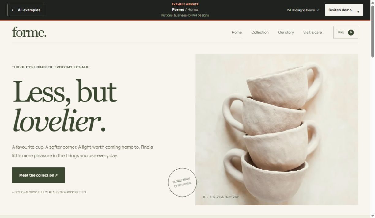 Preview of the Forme homewares shop website — open to explore the working demo