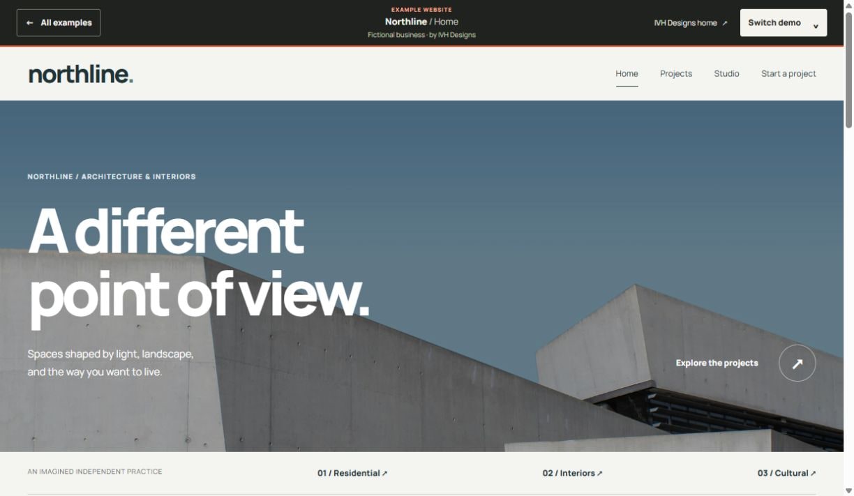 Preview of the Northline architecture website — open to explore the working demo